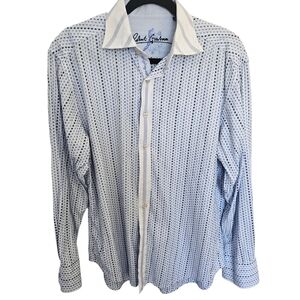 Robert Graham Shirt Mens‎ Ballroom flip cuff embroidered dancers blue Large